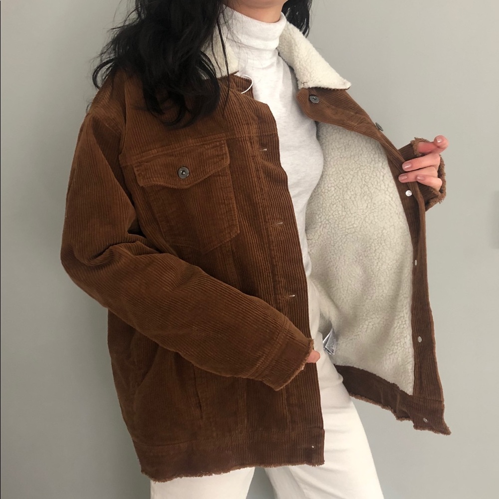 ZARA shearling corduroy brown jacket size S